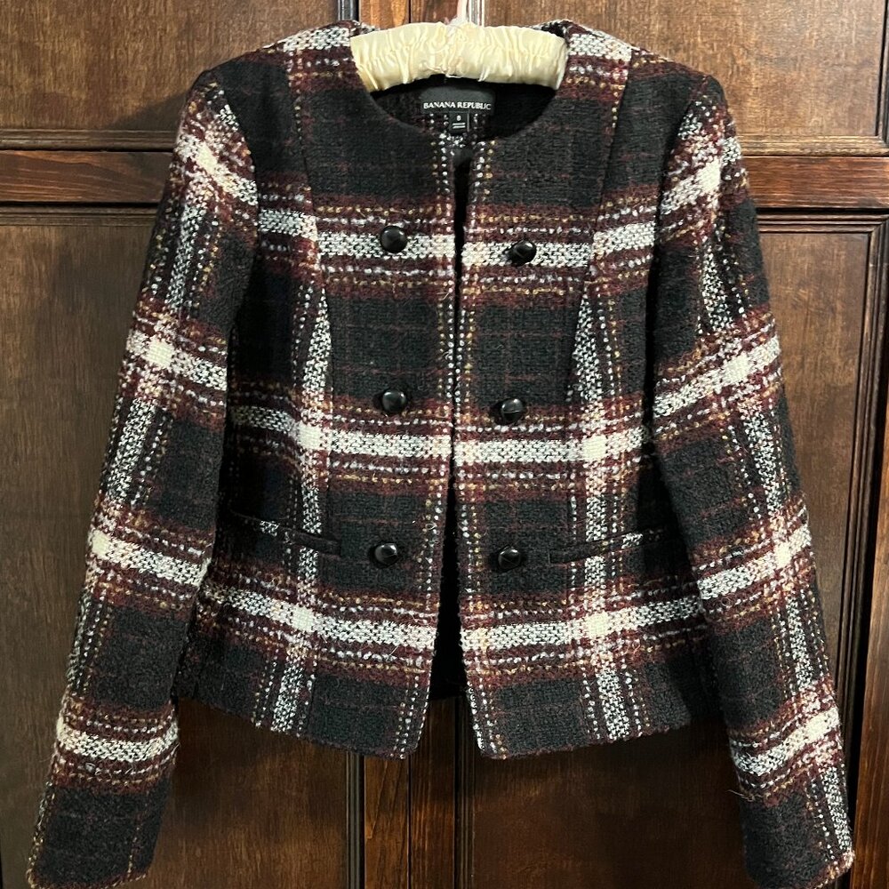FINAL $ BANANA REPUBLIC OPEN FRONT CROPPED BLAZER SIZE 8